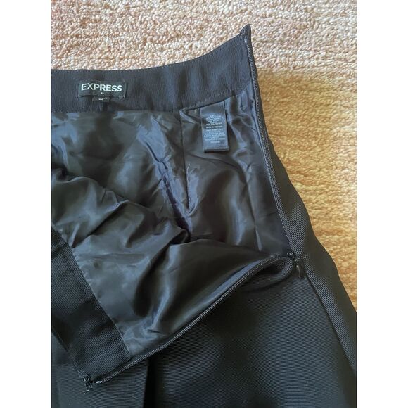 EXPRESS Black A-Line Midi SKIRT with Sheer Panel Details Size XS NWOT - Picture 4 of 10